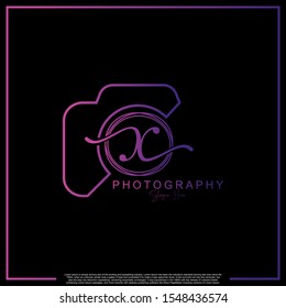 Modern Luxury Initial Letter X with camera. Logo photography simple luxury template.