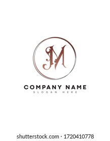 Modern luxury initial M with circle vintage style logo template, vector logo for business and company identity  