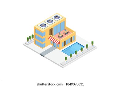 Modern Luxury Isometric Green Eco Friendly House With Solar Panel, Suitable for Diagrams, Infographics, Illustration, And Other Graphic Related Assets
