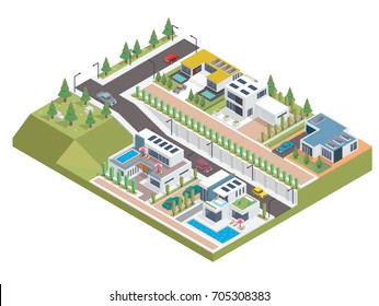 Modern Luxury Isometric Green Solar Panel Eco Friendly Housing Complex, Suitable for Diagrams, Infographics, Illustration, And Other Graphic Related Assets