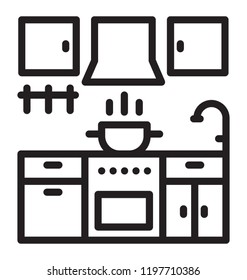 Modern luxury kitchen unit isolated icon image 