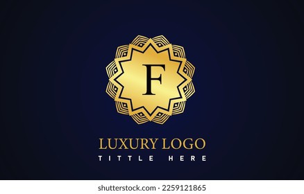 Modern Luxury letter F elegant business , fashion royal minimal , gold logo for company.