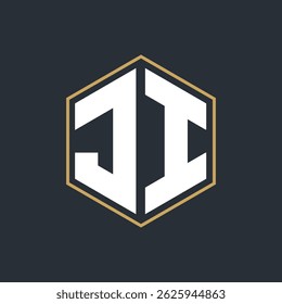 Logotipo de lujo moderno del monograma de la letra con el diseño del marco del polígono

