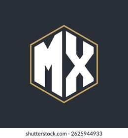 Logotipo de lujo moderno del monograma de la letra con el diseño del marco del polígono
