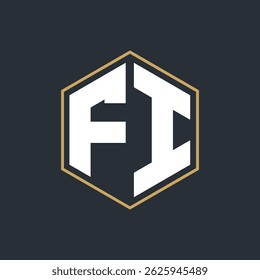 Logotipo de lujo moderno del monograma de la letra con el diseño del marco del polígono
