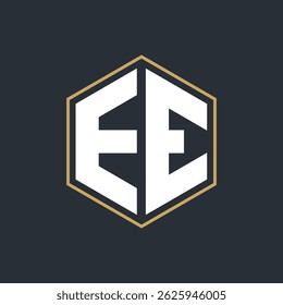 Logotipo de lujo moderno del monograma de la letra con el diseño del marco del polígono
