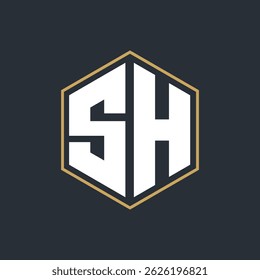 Modern Luxury Letter Monogram Logo with Polygon Frame Design
