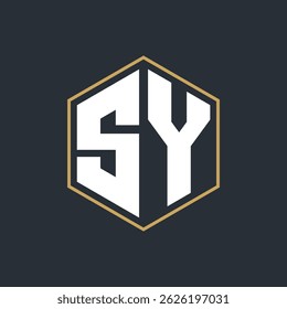 Logo moderne de monogramme de lettre de luxe avec la conception de cadre de polygone
