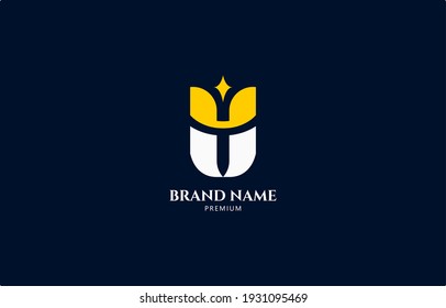 Modern Luxury Letter U King Crown Logo Design Template Vector suitable for personal or business branding