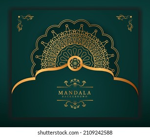 Modern Luxury mandala background with gold patterned style. This design perfect for Ramadan background, Invitation card, Decorative background, print, banner, poster, cover, brochure, flyer etc.