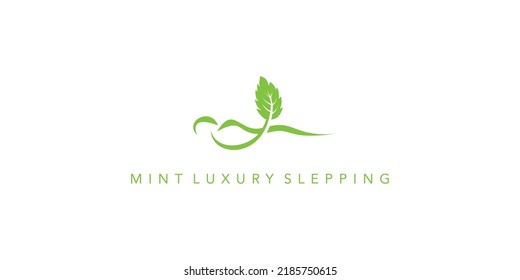 Modern and luxury mint leaf combination relaxation logo design