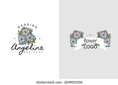 Modern luxury ornate flower logo for beauty with floral natural feminine concept logo pack