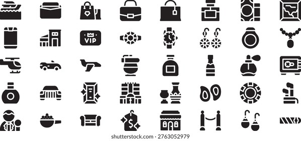 Modern Luxury and Premium Lifestyle Solid Icon Set