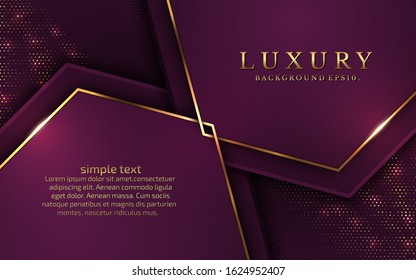 modern luxury Purple background vector overlap layer on dark and shadow black space with abstract for design. graphic illustration Texture with line golden Sparkles glitters dots element decoration.