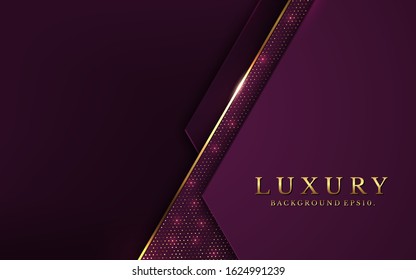 modern luxury Purple background vector overlap layer on dark and shadow black space with abstract for design. graphic illustration Texture with line golden Sparkles glitters dots element decoration.