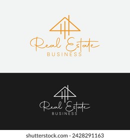 Modern and luxury real estate logo design template for your property management business. Create branding with professional black, white, and golden accents.