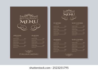modern luxury restaurant food menu design