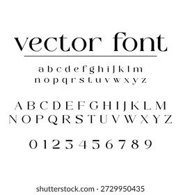 Modern Luxury Serif Vector Font Alphabet and Numbers Set