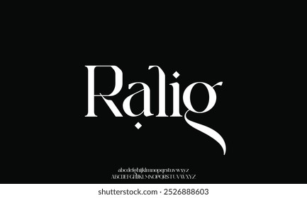 Modern luxury sharp serif alphabet display font vector. Elegant serif typography style