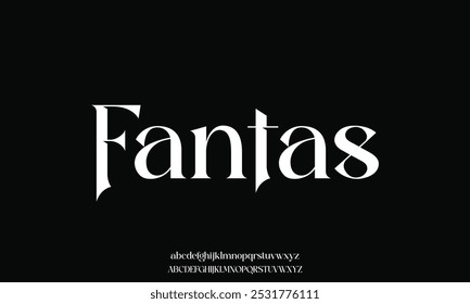 Moderno luxo afiado serif alfabeto exibir fonte vetor. Estilo elegante de tipografia serif