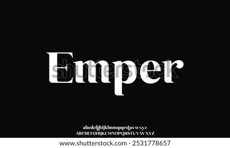 Modern luxury sharp serif alphabet display font vector. Elegant serif typography style