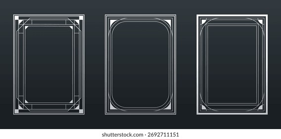 Moderna colección de marco plateado de lujo. Plantilla elegante geométrica de la invitación del rectángulo del art deco.