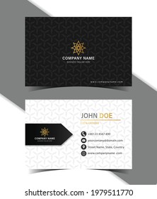 Modern luxury style black, white and golden color business card template design.