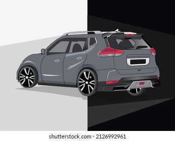 Modern And Luxury SUV Vector In Off Road View