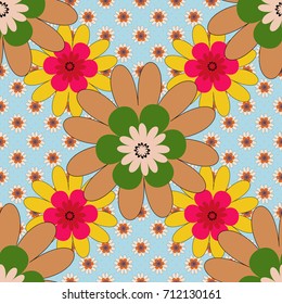 Modern luxury texture for fabrics, textile. Vector floral seamless pattern. Wallpaper illustration with orange, neutral and yellow flowers and vintage paisley ornaments.