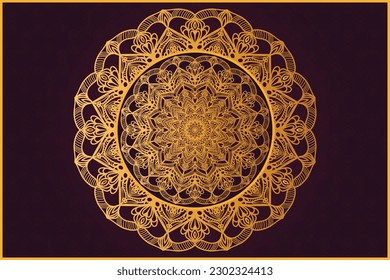 Modern luxury vector mandala background with gold color round décor pattern  design. Ornamental mandala for decoration tattoo, frame, fashion, card, wedding, invitation, cover, flyer etc.
