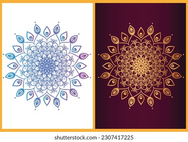 Modern luxury vector mandala background with gold color round décor pattern  design.