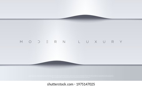 Modern luxury white abstract background silky, silver geometric elements and paper effect for poster, website, brochure, banner, presentation template etc. Fashionable graphic design concept.