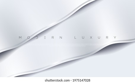 Modern luxury white abstract background with silky, silver waves and paper effect for poster, website, brochure, banner, presentation template. Purity graphic design series. Vector EPS 10