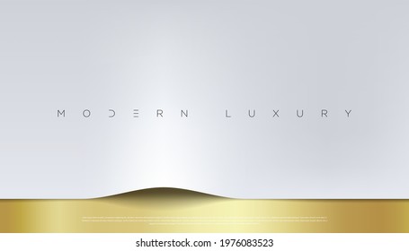 Modern luxury white abstract background with golden, silky, silver geometric elements and paper effect for poster, website, brochure, banner, presentation template etc. Fashionable graphic design.