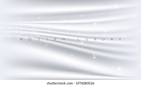 Modern luxury white abstract background with silky, silver satin effect for poster, website, brochure, banner, presentation template etc. Fashionable graphic design concept. Vector EPS 10