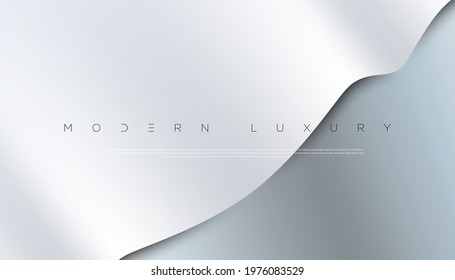 Modern luxury white abstract background with golden, silky, silver waves and paper effect for poster, website, brochure, banner, presentation template. Purity graphic design series. Vector EPS 10