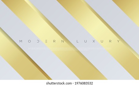 Modern luxury white abstract background with golden stripes geometric elements for poster, website, brochure, banner, presentation template etc. Fashionable graphic design concept. Vector EPS 10