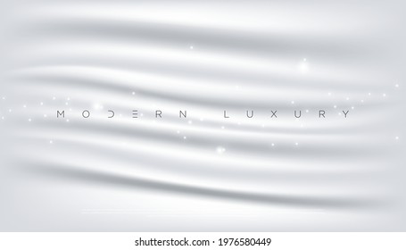 Modern luxury white abstract background with silky, silver satin effect for poster, website, brochure, banner, presentation template etc. Fashionable graphic design concept. Vector EPS 10