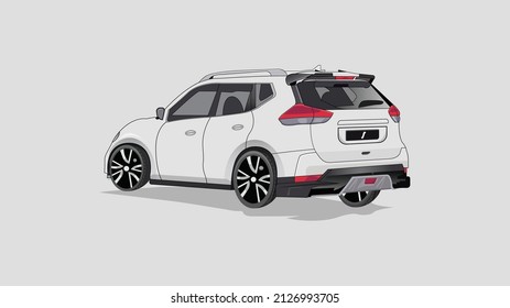 Modern And Luxury White SUV Vector In Off Road View