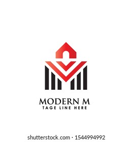 modern m building design logo template