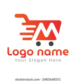 Modern m letter ecommerce logo design vector for business and company