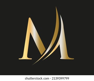 Modern M Letter Initial Luxurious Logo Template. M Logo Golden Concept