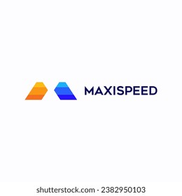 Modern M Letter Maxispeed Company logo design