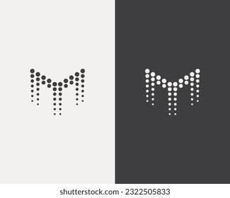 modern M technology Halftone dot logo design