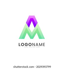 Modern a ma and am initial letter logo design template
