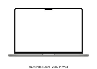 Modern macbook laptop mockup with empty white monitor, device template mockup isolated - stock vector