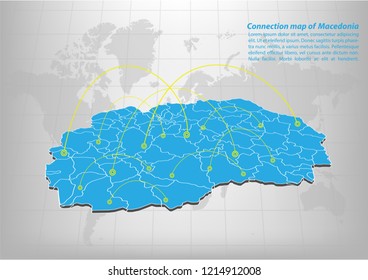 Modern of macedonia Map connections network design, Best Internet Concept of macedonia map business from concepts series, map point and line composition. Infographic map. Vector Illustration.