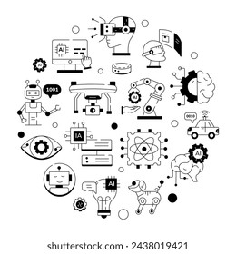 Modern Machine Learning Linear Icons