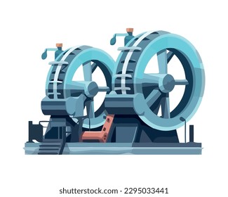 Modern machinery turning steel in industrial factory isolated