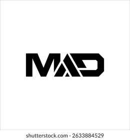Moderna carta MAD Design de logotipo Ilustração de vetor com símbolo geomérico abstrato para a identidade da marca comercial Modelo de empresa industrial ou de tecnologia empresarial
